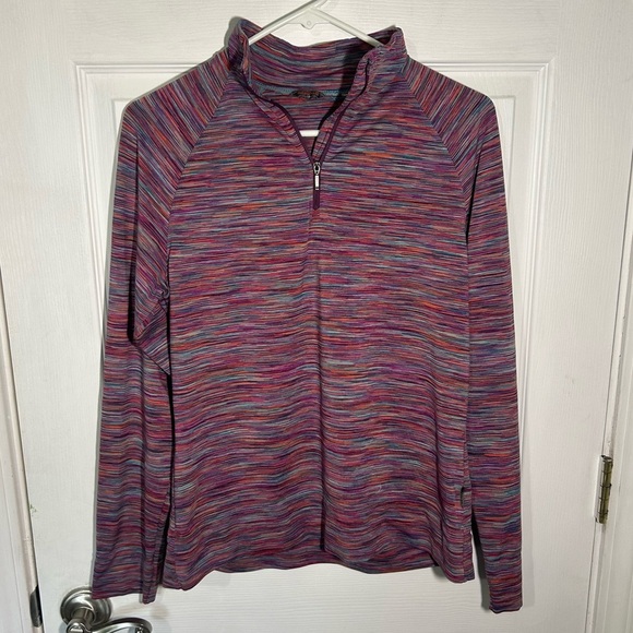 Merrell Select Wick Striped 1/4 Zip Long Sleeve Top Large Performance Purple - Picture 1 of 15